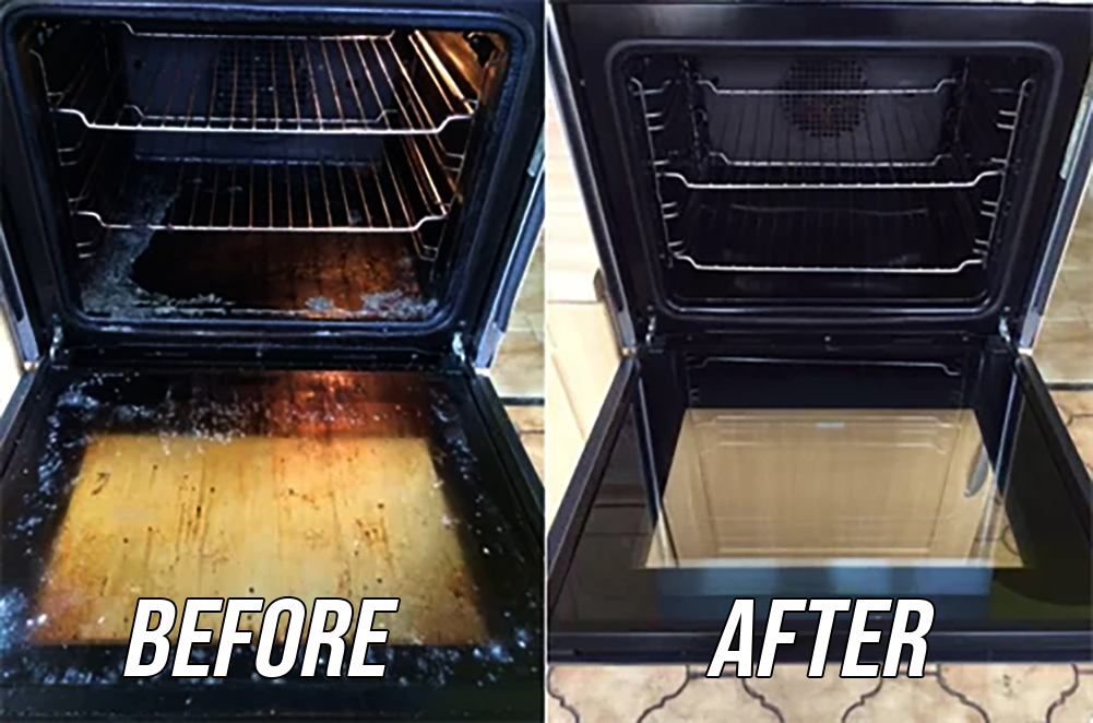Before and after oven cleaning