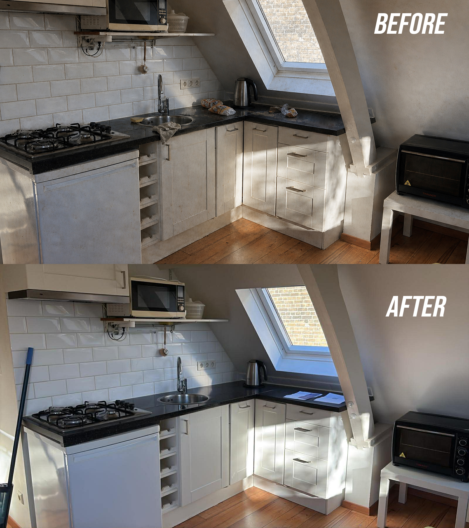 Before and after kitchen cleaning